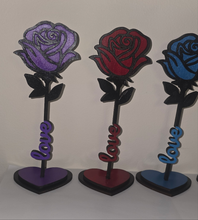 Load image into Gallery viewer, Hand Painted Wooden Rose