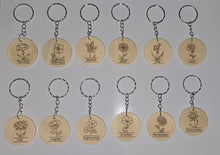 Load image into Gallery viewer, Wooden Birth Flower Keychain
