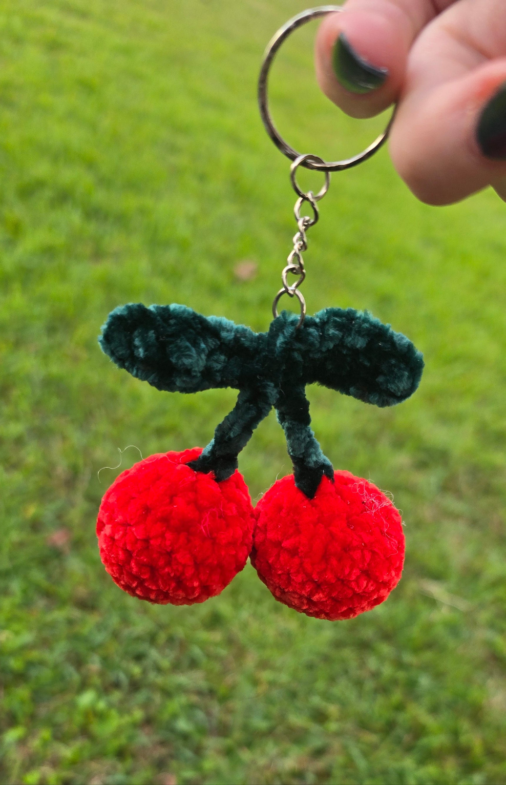 Cherry Crochet Keychain