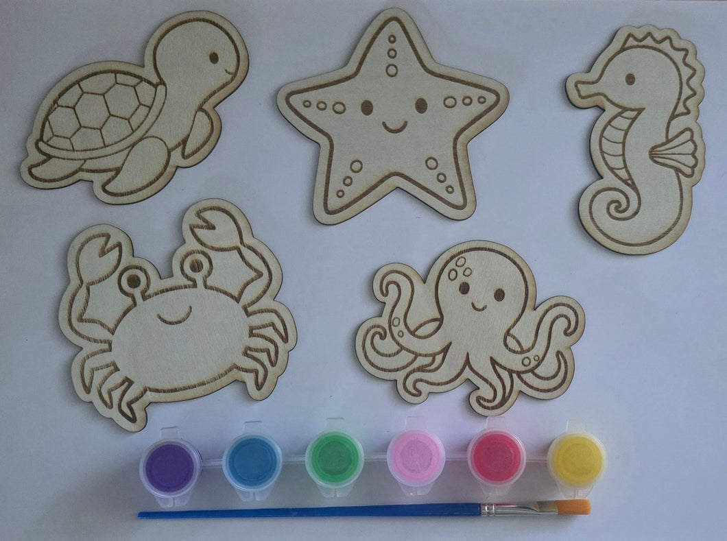 Sea Life Wooden Magnet Paint kit