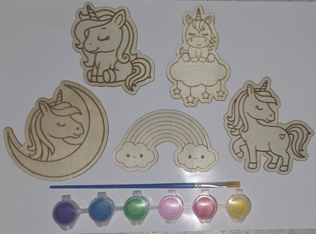 Unicorn Wooden Magnet Paint kits